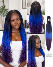 Load image into Gallery viewer, Hairnergy Braids Pre-Stretched 56'' Braiding Hair Extensions Ombre (color 1B/Blue/Purple)