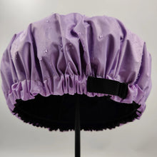 Load image into Gallery viewer, Purple Adjustable Large Shower Cap, Satin Lined shower Bonnet - waterproof reusable hair cap