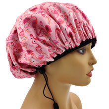 Load image into Gallery viewer, Flamingo Large Sleep Cap, Lined Bonnet