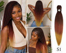 Load image into Gallery viewer, Hairnergy Braids Pre-Stretched 56'' Braiding Hair Extensions Ombre (color S1) 1B/530/27