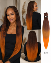 Load image into Gallery viewer, Hairnergy Braids Pre-Stretched 56'' Braiding Hair Extensions Ombre (color Purple-8/27/Orange)