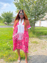 Load image into Gallery viewer, Tori Bubu Ankara Short Dress 01 - Pink and white