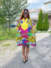 Load image into Gallery viewer, Tori Bubu Ankara Short Dress 03 - Yellow and MultiC