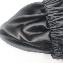 Load image into Gallery viewer, Black Adjustable X-Large Shower Cap, Satin Lined shower Bonnet - waterproof reusable hair cap