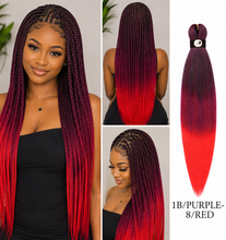 Load image into Gallery viewer, Hairnergy Braids Pre-Stretched 56'' Braiding Hair Extensions Ombre (color 1B/Purple-8/Red)