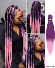 Load image into Gallery viewer, Hairnergy Braids Pre-Stretched 56'' Braiding Hair Extensions Ombre (color Purple-8/Pink)