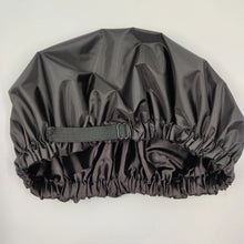 Load image into Gallery viewer, Black Adjustable X-Large Shower Cap, Satin Lined shower Bonnet - waterproof reusable hair cap