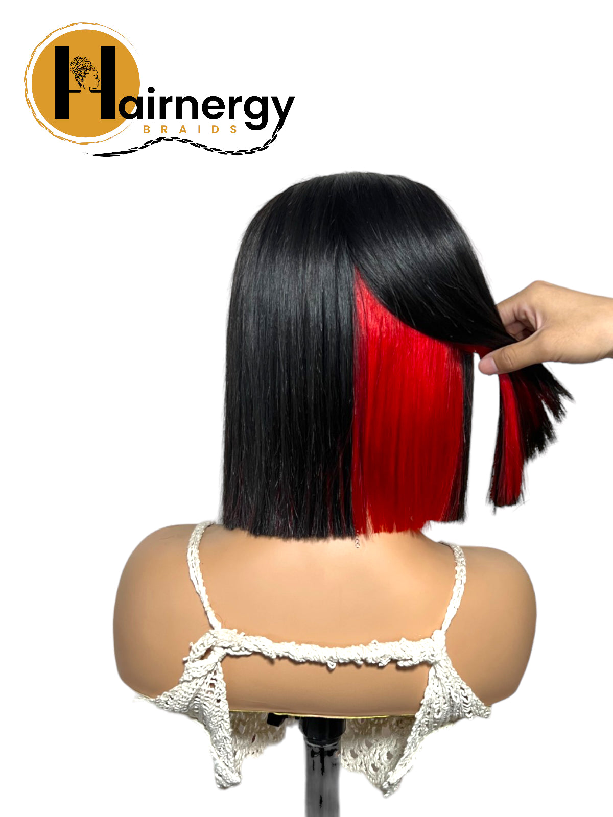 Black/Red Wear Go Glueless Straight Bob Wigs 180% Density 4×6 HD