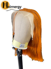 Load image into Gallery viewer, Ginger Straight Bob Transparent Lace Human Hair Wig 13x4 free Part 180% Density