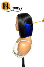 Load image into Gallery viewer, Black/Blue Wear & Go Glueless Straight Bob Wigs 180% Density 4×6 HD Lace Closure Wig Human Hair