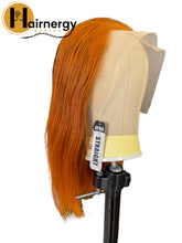 Load image into Gallery viewer, Ginger Straight Bob Transparent Lace Human Hair Wig 13x4 free Part 180% Density