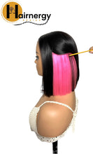 Load image into Gallery viewer, Black/Pink Wear & Go Glueless Straight Bob Wigs 180% Density 4×6 HD Lace Closure Wig Human Hair