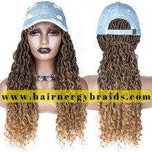 Load image into Gallery viewer, Braided Hat Wig | goddess Summer Hat | Baseball Hat Braid locs Cap - Blue Baseball Hat + 1/27 locs