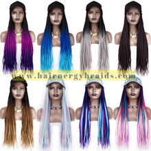 Load image into Gallery viewer, Braided Hat Wig | Summer Hat | Baseball Hat Braid Cap - Blue Baseball Hat + Pink mix Braids