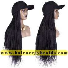 Load image into Gallery viewer, Braided Hat Wig | Summer Hat | Baseball Hat Braid - Black Baseball hat | 1B Braids
