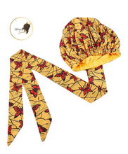 Load image into Gallery viewer, Large Satin Hair Bonnet Sleep Cap with elastic and extra long tie band