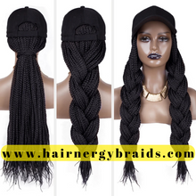 Load image into Gallery viewer, Braided Hat Wig | Summer Hat | Baseball Hat Braid - Black Baseball hat | 1B Braids