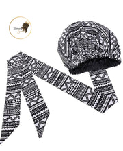 Load image into Gallery viewer, Large Satin Hair Bonnet Sleep Cap with elastic and extra long tie band