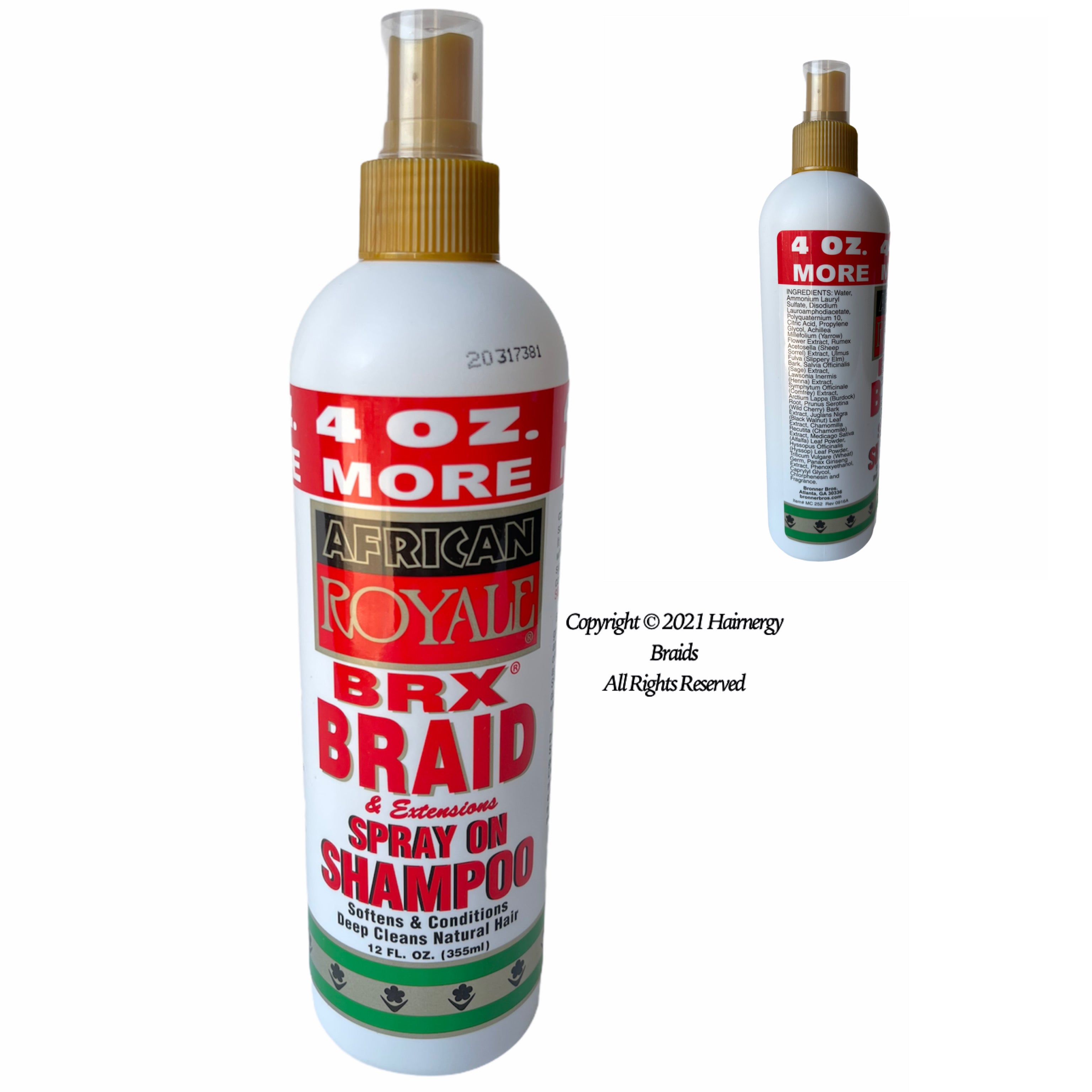 African BRX BRAID and Extensions Spray on 12 FL. OZ. ( Hairnergy Braids
