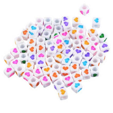 Load image into Gallery viewer, Mixed 6x6MM Square Cube Acrylic Number/Heart Letter Alphabet Beads For Kids Braids, Hanmade Craft Making DIY
