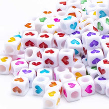 Load image into Gallery viewer, Mixed 6x6MM Square Cube Acrylic Number/Heart Letter Alphabet Beads For Kids Braids, Hanmade Craft Making DIY