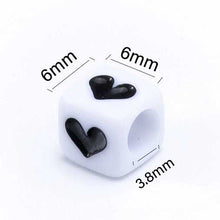 Load image into Gallery viewer, Mixed 6x6MM Square Cube Acrylic Number/Heart Letter Alphabet Beads For Kids Braids, Hanmade Craft Making DIY