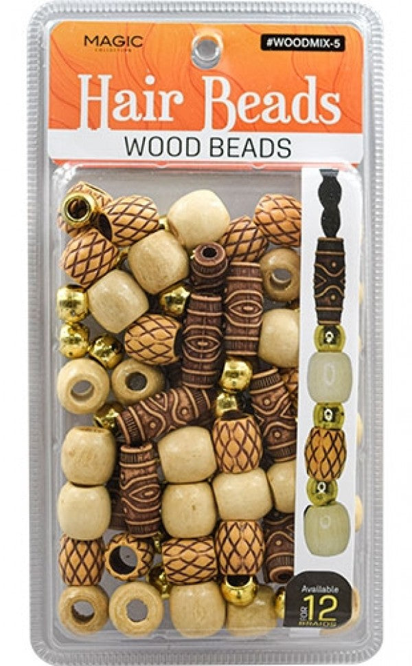 Hair Accessories: Wooden Beads For Hair GOLD (40pcs per pk)
