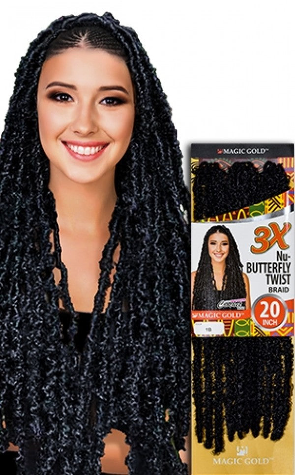 3X Nu-Butterfly Braid 20 Synthetic Crochet Braids Hair Extensions