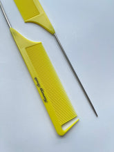 Load image into Gallery viewer, 12 Pieces Parting combs for Braids, Rat tail comb, stainless steel pintail comb, hair styling comb (yellow)