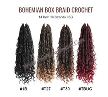 Load image into Gallery viewer, Bohemian Goddess box braid Crochet Hair Extension- 14 inches