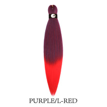 Load image into Gallery viewer, Hairnergy Braids Pre-Stretched 56'' Braiding Hair Extensions Ombre (color Purple/L-Red)