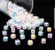 Load image into Gallery viewer, Mixed 6x6MM Square Cube Acrylic Number/Heart Letter Alphabet Beads For Kids Braids, Hanmade Craft Making DIY