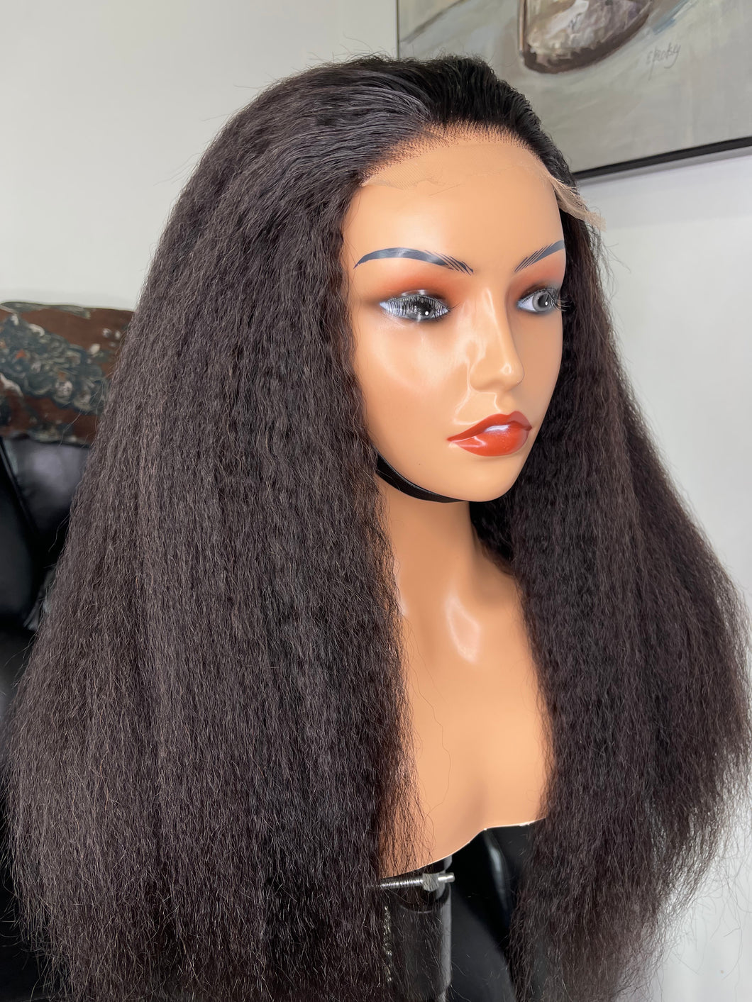 Kinky Straight 5x5 HD Lace Closure Glueless Wigs 230% Density 100% Human Hair