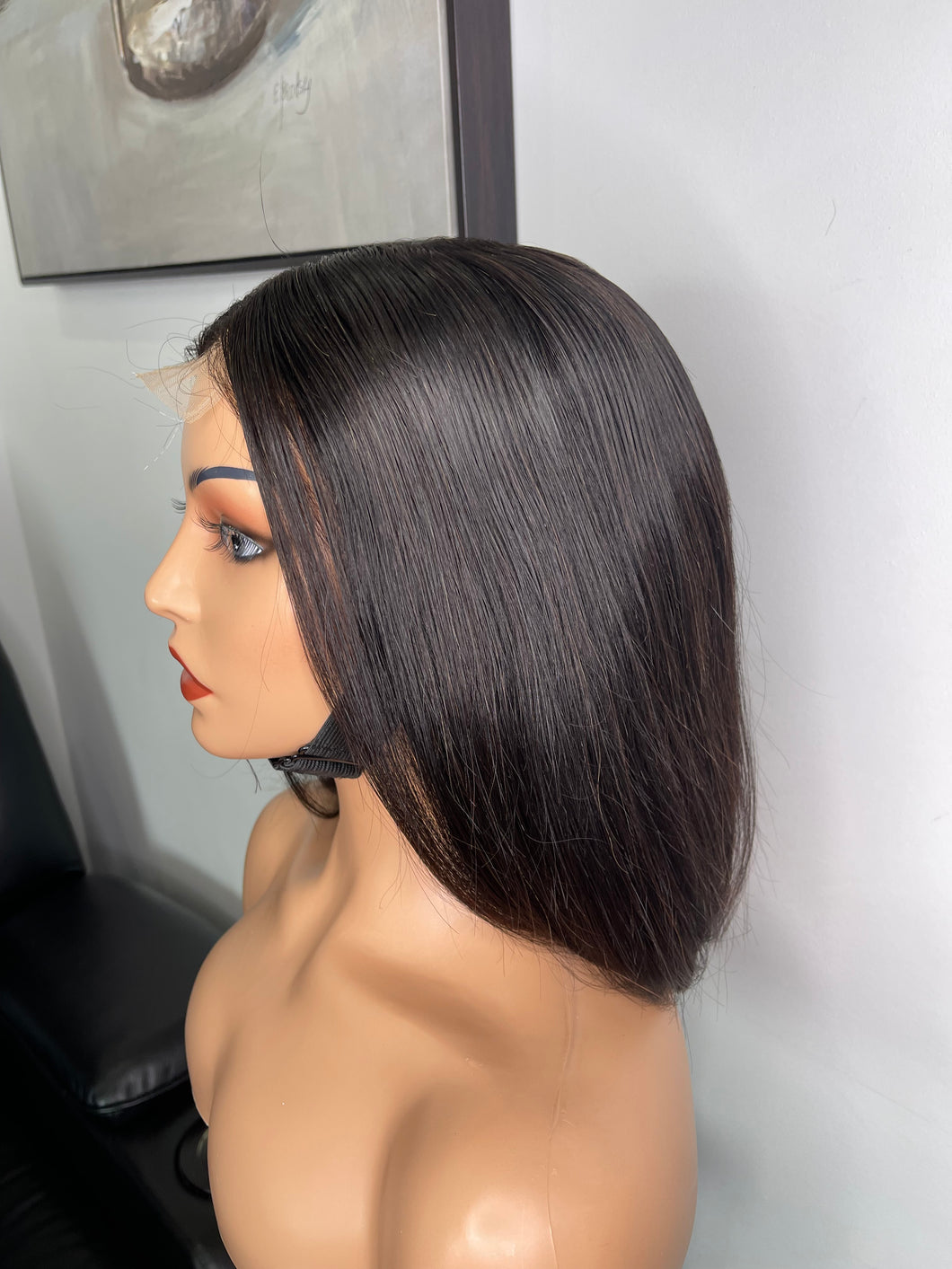 Straight Bob Wig Lace Closure Glueless Wigs 230% Density 100% Human Hair