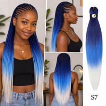 Load image into Gallery viewer, Hairnergy Braids Pre-Stretched 56'' Braiding Hair Extensions Ombre (color S7 - Blue/L.blue/60)
