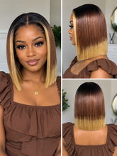 Load image into Gallery viewer, Balayage Wear &amp; Go Glueless Straight Bob Wigs 180% Density 4×6 HD Lace Closure Wig Human Hair
