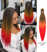 Load image into Gallery viewer, Hairnergy Braids Pre-Stretched 56'' Braiding Hair Extensions Ombre (color 1B/Yellow/L-Red)
