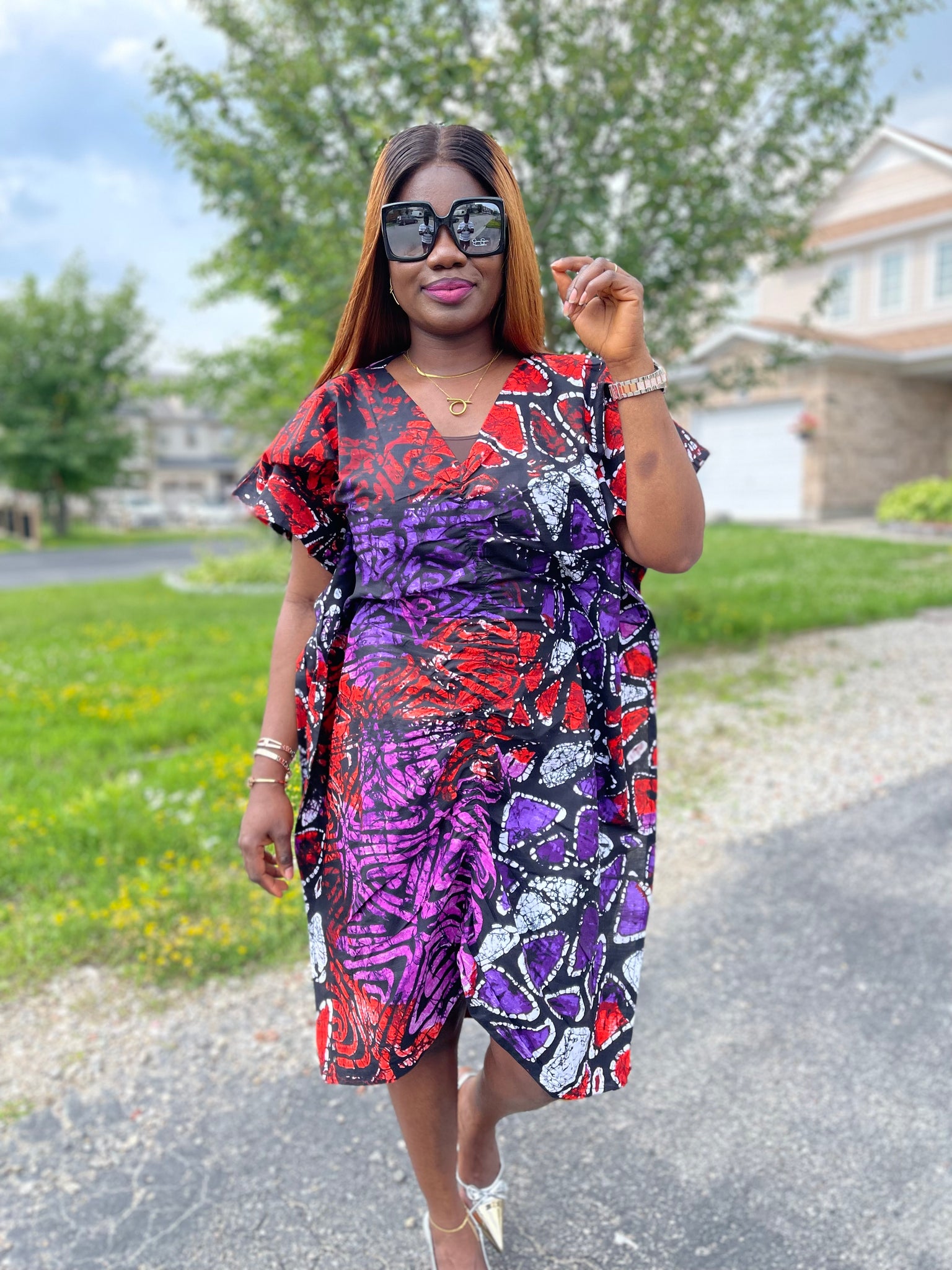purple cinderella wedding dress Purple Ankara Swing Dress AD-25040-256