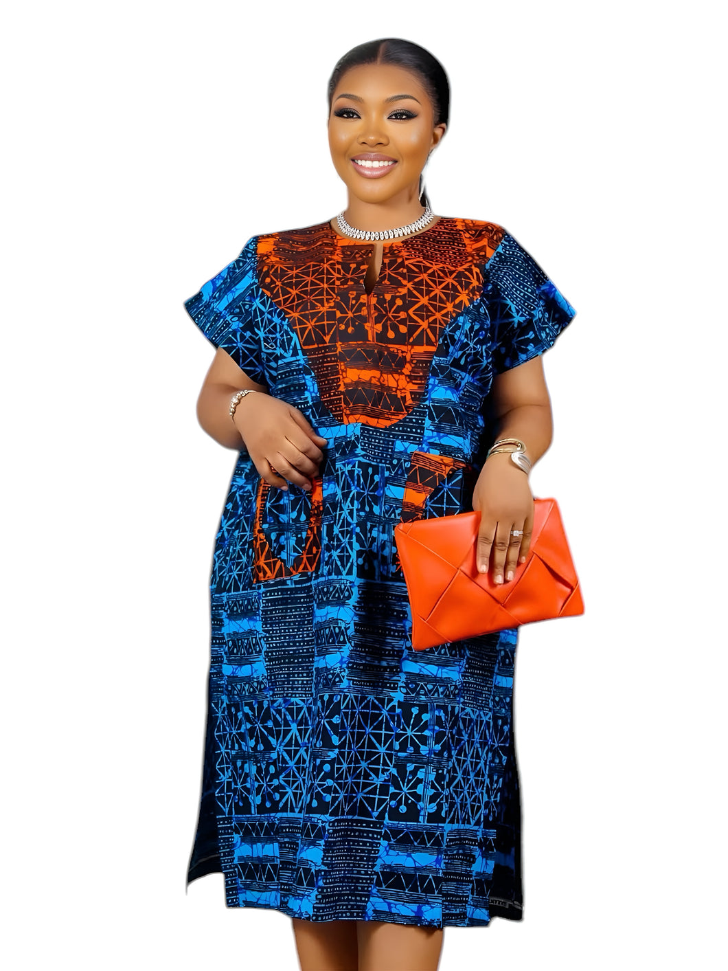 Bold and Beautiful Tandi dress – Blue & Orange