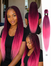 Load image into Gallery viewer, Hairnergy Braids Pre-Stretched 56'' Braiding Hair Extensions Ombre (color S5)Purple/Red/Pink
