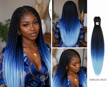 Load image into Gallery viewer, Hairnergy Braids Pre-Stretched 56'' Braiding Hair Extensions Ombre (color 1B/Blue/L-Blue)

