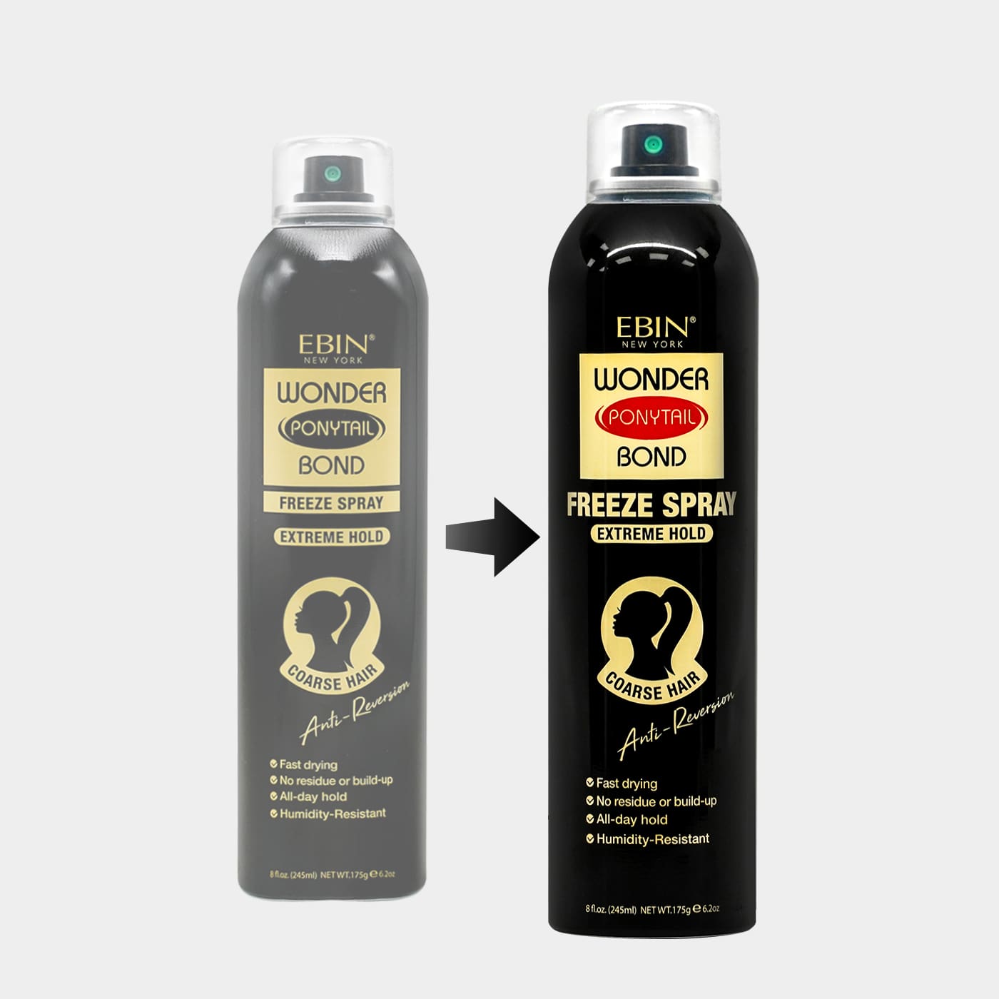 EBIN NEW YORK Wonder Pferdeschwanz-Spray - Extrem Fester Halt, 24h Frizz-Kontrolle, Für Alle Haartypen