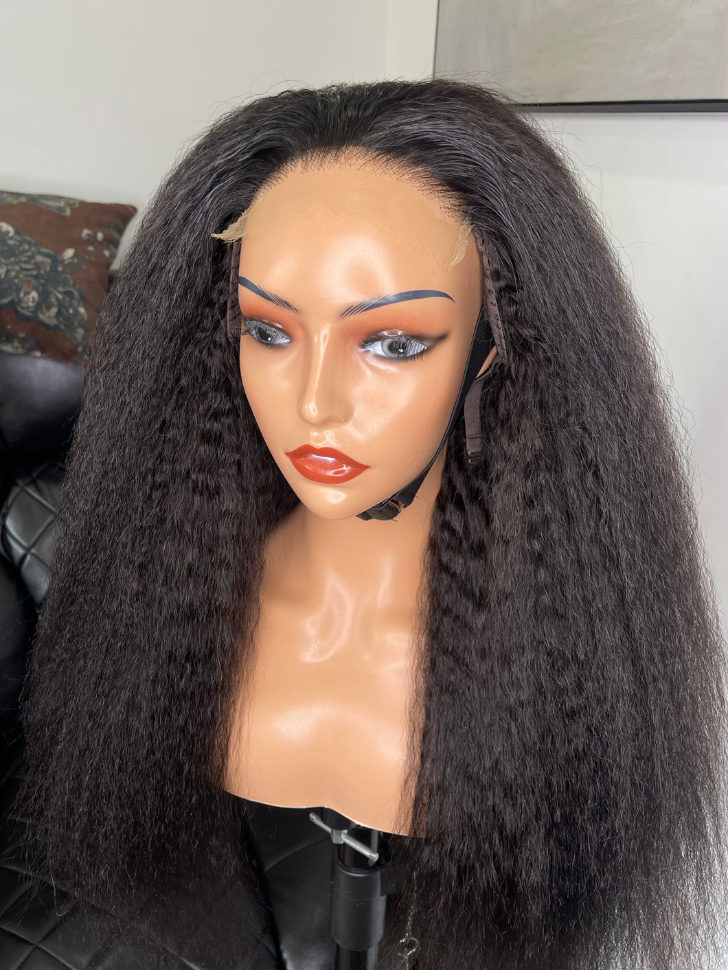 Kinky Straight 4x4 HD Lace Closure Glueless Wigs 230% Density 100% Human Hair