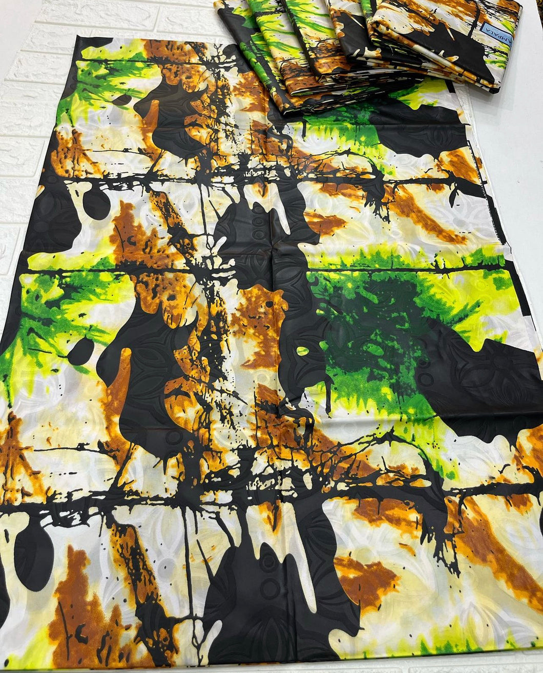 Adire brocade tie dye adire fabric by 5 yards, kampala fabric for craft sewing 015
