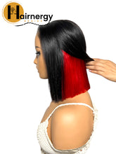 Load image into Gallery viewer, Black/Red Wear &amp; Go Glueless Straight Bob Wigs 180% Density 4×6 HD Lace Closure Wig Human Hair
