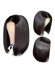 Load image into Gallery viewer, Natural Black Wear &amp; Go Glueless Straight Bob Wigs Clear Lace 180% Density 4×6 Hd Closure Wig Human Hair
