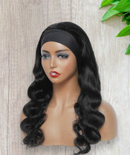 Load image into Gallery viewer, Wear &amp; Go Body Wave Headband Human Hair Wig 150% Density No Glue Needed Natural Black

