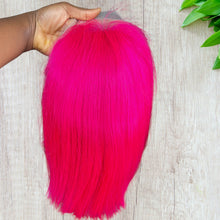 Load image into Gallery viewer, Pink Colored Straight Bob Transparent Lace Human Hair Wig 13x4 free Part 180% Density
