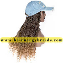 Load image into Gallery viewer, Braided Hat Wig | goddess Summer Hat | Baseball Hat Braid locs Cap - Blue Baseball Hat + 1/27 river locs
