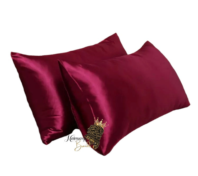 Satin Pillow case standard 2 pieces pillow cover 20x30 inches Color DARK RED / WINE
